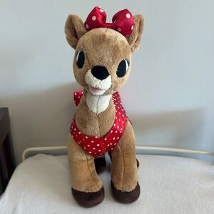 Clarice Build a Bear Rudolph Reindeer Plush Red Polka Dot Dress Christmas Bow